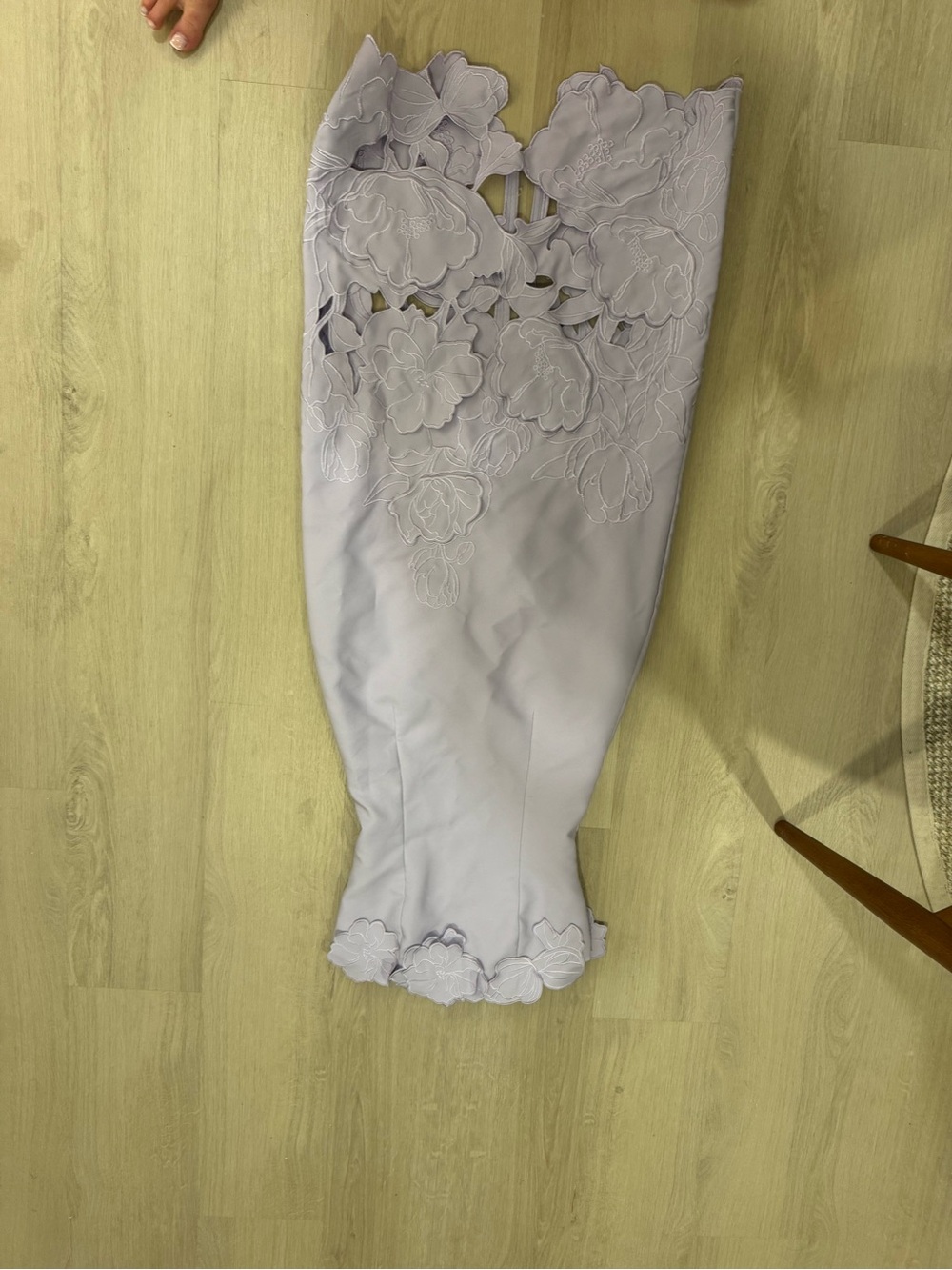 Strapless Lavender Floral-Appliqué Midi Dress Miss Rosier - Picture 5 of 7